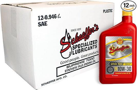 Schaeffer Manufacturing Co. 0703-012 Supreme 7000 Synthetic Plus Gaoline Engine Oil 10W-30, 1-Quart Bottle (Pack of 12)