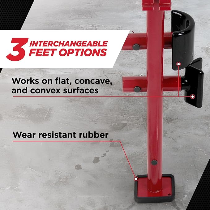 Champ Leverage Bar - 52” Alignment, Prying, and Pulling Stick with 3 Interchangeable Rubber Feet and 6 ft Chain Hook for Auto Body Frame and Panel Repair
