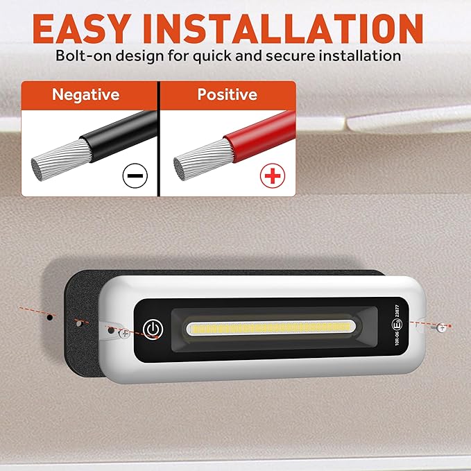 8 Inch RV Lights Interior with Smart Touch Control, LED Utility Awning Light White 6000K, IP68 Waterproof Aluminum for RV Trailers Travel Campers Cabinet SUV Truck MPV Hallway