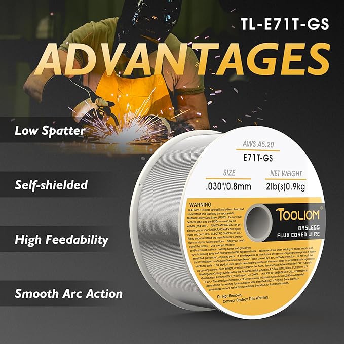 TOOLIOM E71T-GS .030" Diameter 2-Pound Spool Flux Core Self-shielded Carbon Steel MIG Welding Wire