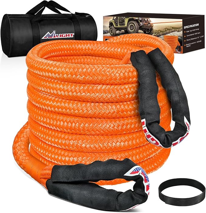Nilight Kinetic Recovery Rope 48000 LBS 1-1/8in x 30ft Snatch Strap Heavy Duty Offroad Towing Starp Kit Vehicle Recovery kit for UTV ATV SUV Truck Car Jeep Tractor