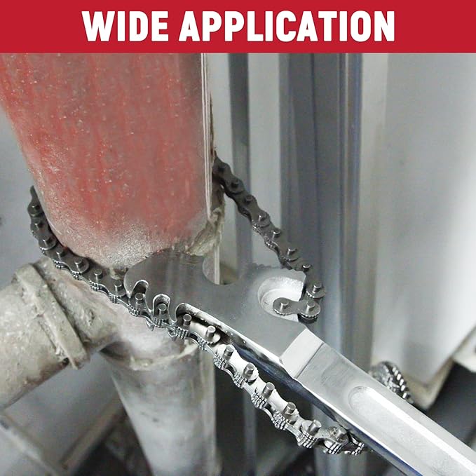 24 Inch Heavy Duty Carbon Steel Pipe Wrench, Fits Max 12 Inch Diameter, Adjustable Large Chain Oil Filter Wrench for Universal Use