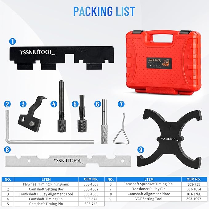 Engine Timing Tool Kit, Crankshaft and Camshaft Timing Belt Locking Alignment Tool Set Compatible with Ford Focus Escape Transit Volvo S60 S80 V60 V70 More for 1.5L 1.6L VCT Engines