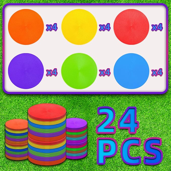 Poly Spot Markers 9 inch Non-Slip Rubber Agility Markers Flat Field Cones Floor Dots for Football, Soccer, Basketball Training Markers, School Activities, Exercise Drills, Social Distancing