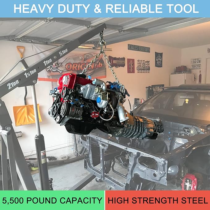 NOVINO 7100 Engine Lifting Bracket Set,5,500 lb Capacity Engine Lift Bracket Kit for Use with Load Levelers and Slings-4 Sets,Silver