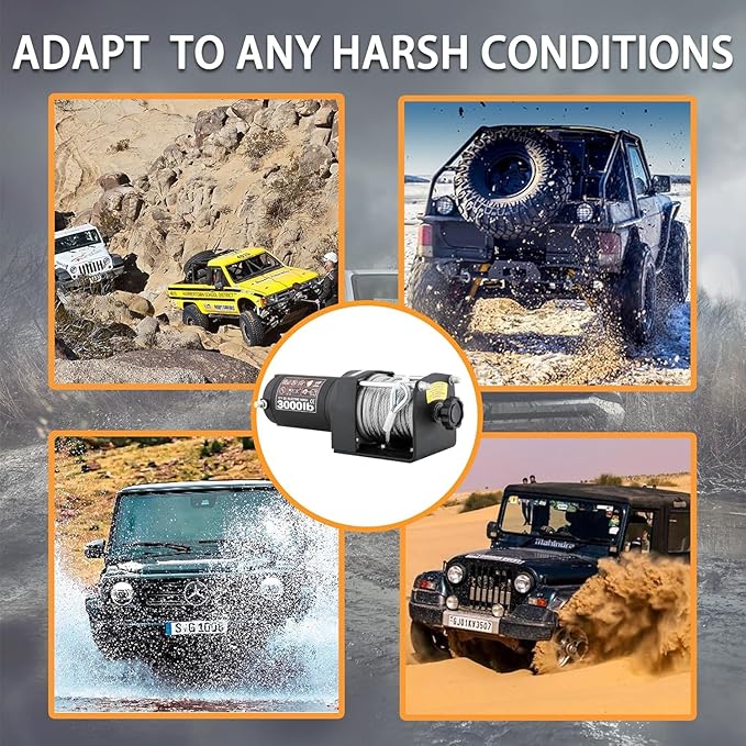 3000LBS Recovery Winch with Steel Rope and 2 Wireless Remotes Waterproof 12V Electric Winch for ATV/UTV,Boat Trailer Winch(Black)