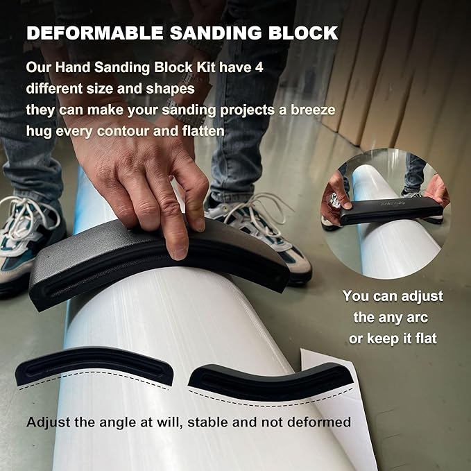 24Pcs PSA Adjustable Sanding Block Kit,Hand Abrasives Auto Body Sanding Block Set with 20pcs Self Adhesive Sandpaper,Flexible for Automotive Paint and Woodworking Sand Furniture