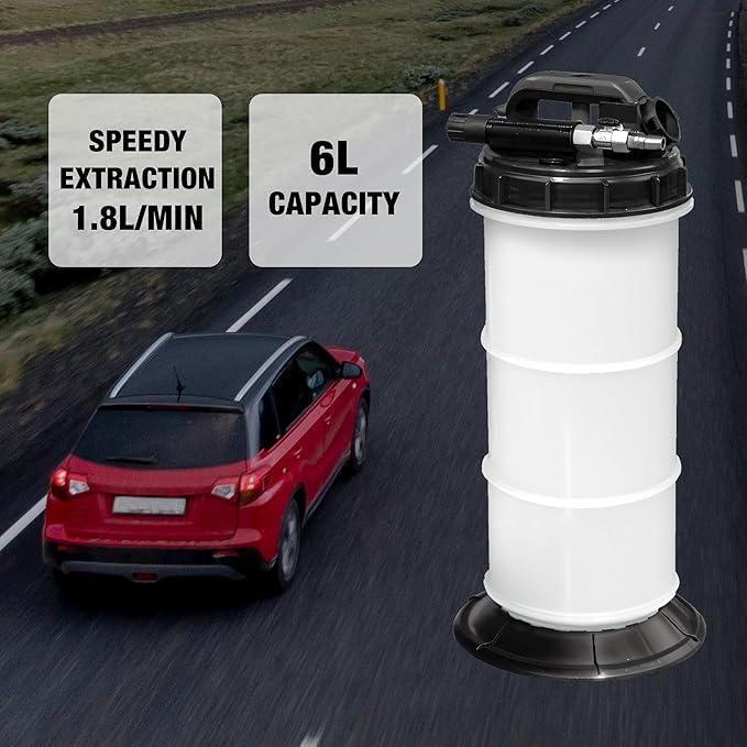 YELLOW JACKET Fluid Extractor Manual and Pneumatic 6.0L Capacity for Leak-Free, Overfill-Proof Automotive Oil & Fluid Changes