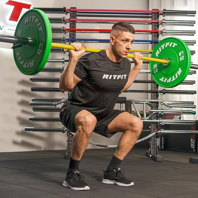 RITFIT 7FT Olympic Barbell for Strength and Weightlifting Training - 2 Inch Olympic Bar for Squat, Deadlift, Bench Press, Curl, Overhead Press - 500lbs/1000lbs/1500lbs Capacity