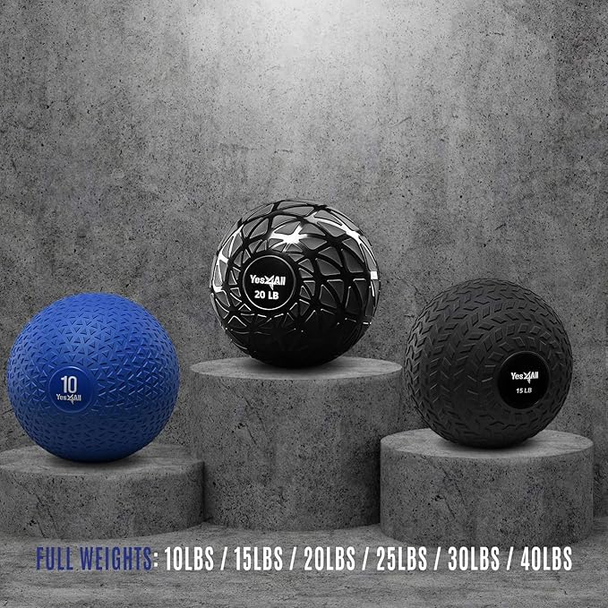 Yes4All Slam Balls, 10-40lb Weighted Ball Weight, Durable PVC Sand Filled Workout Dynamic Slam Ball for Core Strengthen