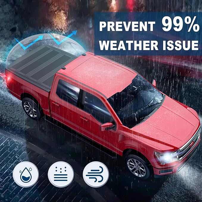 MOSTPLUS Low-Profile Quad-Fold Hard Truck Bed Tonneau Cover Compatible for Ford Maverick 2021-2025 2WD/4WD (4.5 FT Feet Bed)