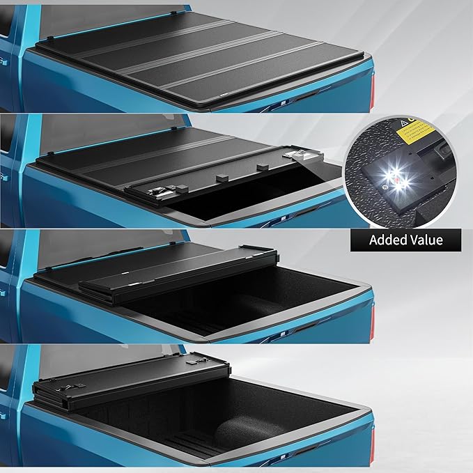 OEDRO Quad Fold Hard Truck Bed Tonneau Cover Fit for Ford F150 F-150 2015-2025 with 6.5ft Bed, Black