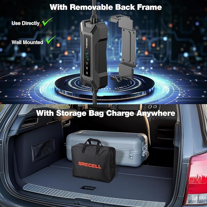 Level 2 EV Charger for Tesla, Portable/Mobile NACS Charger (32Amp, 240V, 7.68kW, NEMA 14-50 Plug), ETL Certified Electric Vehicle Charging Station with 25ft Cable Compatible with Tesla Model X/Y/3/S