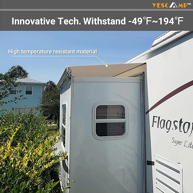 YESCAMP RV Slide Topper Awning Slide Out Awning Kit Cover Assembly,Modular Slideout Awning Protection for RVs,5th Wheels,Travel Trailers and Motorhomes,White,11'6''(11'1''Fabric)