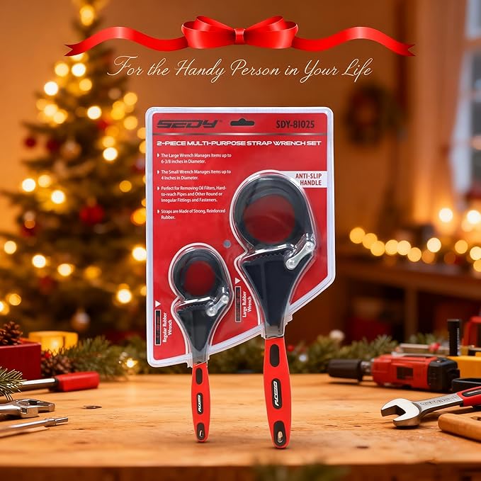 2-Piece Rubber Strap Adjustable Wrench Set Diameter 4" and 6", Oil Filter Pipe Jar Opener Strong Grip Plumbers Universal Spanner for Drain Sewer Cap Sink Pliers Nut Shower Head Valve Removal