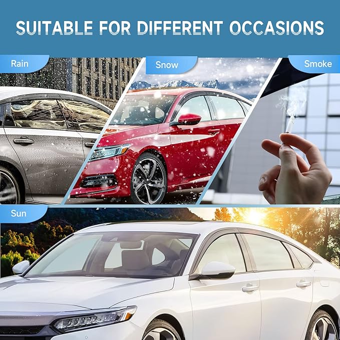 ACLONG Smoke Rain Guards Fit for Honda Accord 2018 2019 2020 2021 2022 Tape-On Side Shatterproof Window Visor, Window Deflectors, 6-Piece Set