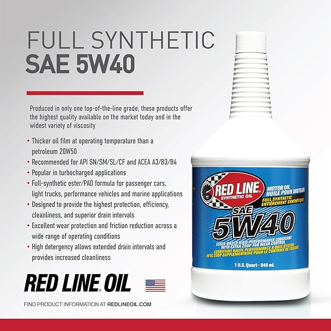 Red Line 15405 SAE 5W40 Fully Synthetic Motor Oil - 1 Gallon