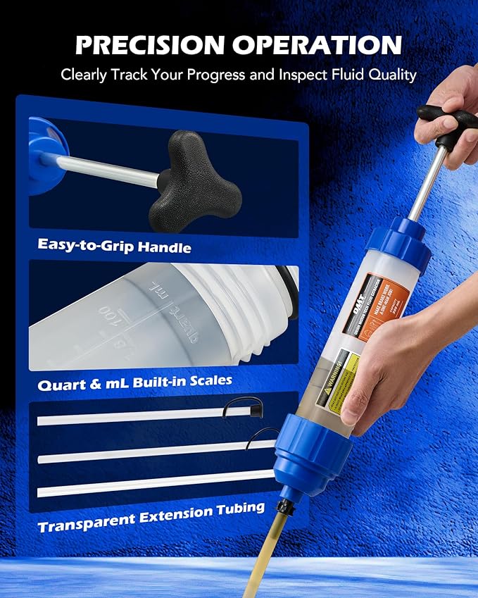 Orion Motor Tech Fluid Extractor Pump, 350mL Oil Extractor Pump, Manual Fuel Suction Fill Syringe with 3 Hoses for Automotive Transmission Brake Fluid Transfer Steering Gear Engine Oil Change