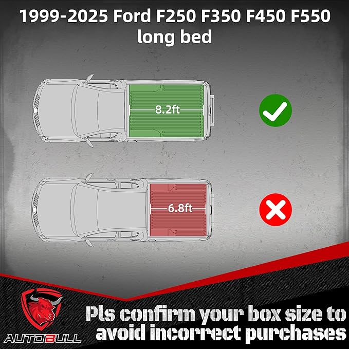 Hard Top Tri Fold tonneau Cover Compatible with 1999-2025 F250 F350 SuperDuty 8.2ft Bed (98"), Alloy Steel and Fiberglass Made