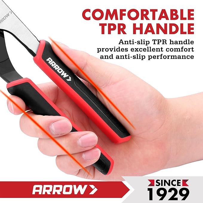 ARROW 8-Inch Groove Joint Pliers, Adjustable Water Pump Pliers with TPR Handle, High Carbon Steel Tongue and Groove Plier for Plumbing, Automotive and Household Repairs