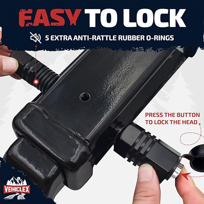 Vehiclex Hitch Pin Lock for Trailer Receivers (2.5" to 3") - 5/8" Locking Pin for Class III, IV - with Innovative Tubular Key, Resilient Against Dust, Mud, and Thieves