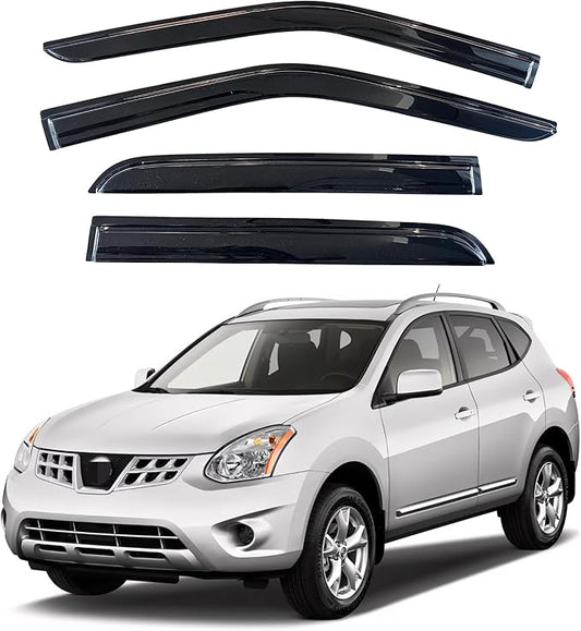 KPY Window Visor Rain Guard Compatible with Nissan Rogue 2009-2013 & Rogue Select 2014-2015, 4PC Side Window Vent Deflectors Tape-On Mugen Style, 2009 2010 2011 2012 2013 2014 2015