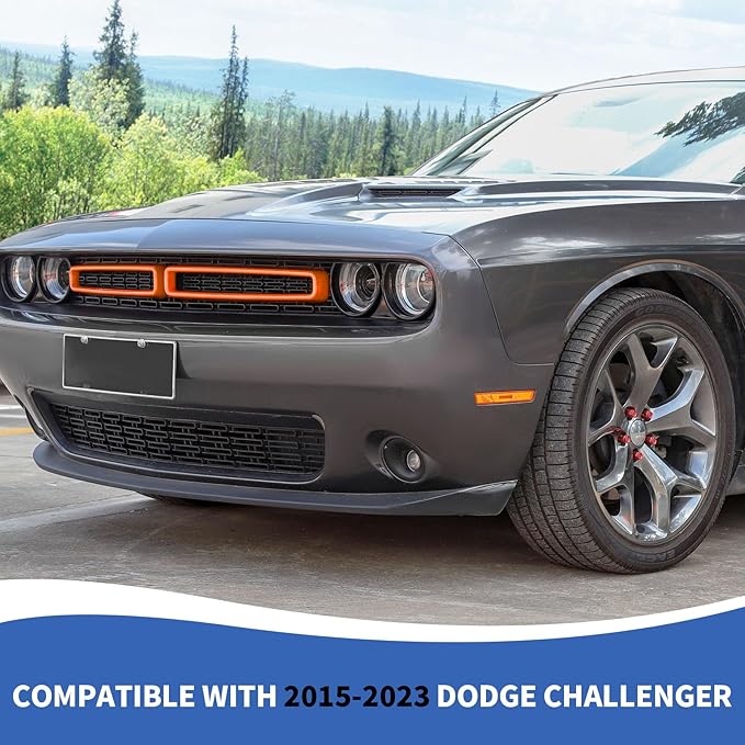 Front Grille Inserts Grill Guard Compatible with 2015-2024 Dodge Challenger Exterior Accessories, Orange