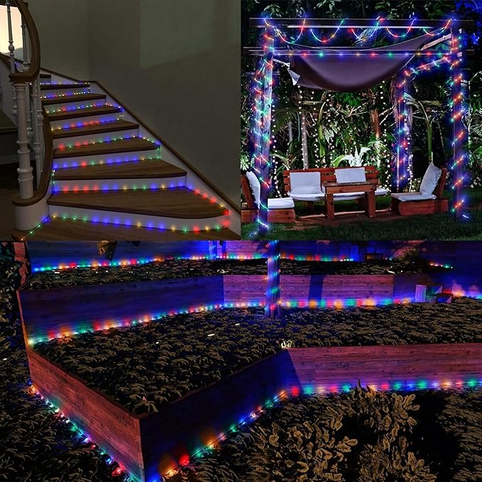 New Upgraded Solar Rope Lights Outdoor Waterproof 105ft 300 LED Solar String Lights with Remote Timing Dimmable 19 Modes Christmas Lights for Yard Outside Patio Xmas Tree Decor (300LED-Multicolor)