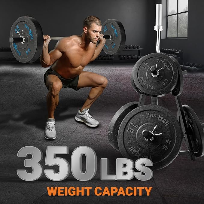 Yes4All 6 Pegs & 4 Barbell Storage Racks Load Up to 1190 LBS - Wall Mounted Weight Plate Tree & Barbell Holder