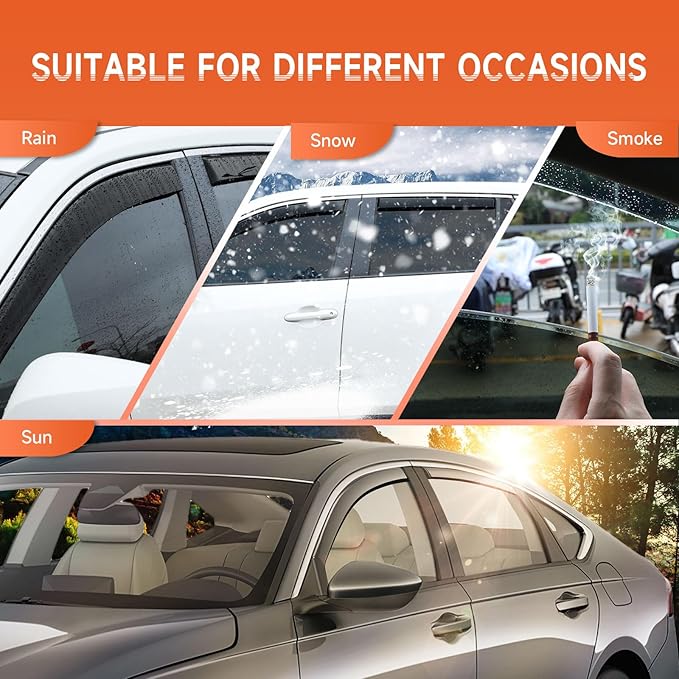 ACLONG in-Channel Rain Guards Compatible with Honda Accord 2018 2019 2020 2021 2022 2023, Black Window Deflectors Window Visor Side Shatterproof Sun Visor, 4-Pieces Set