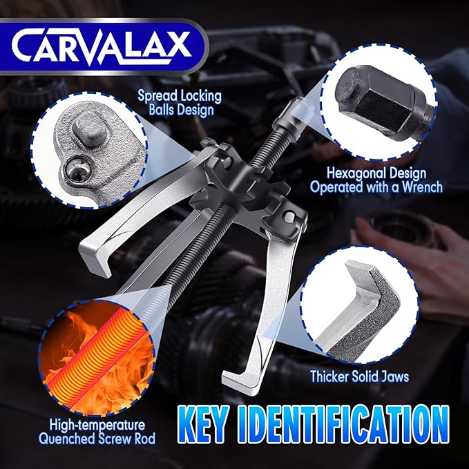 Gear Puller Set, 2T 5T and 5T Wide-Spread - Heavy Duty CR-V Steel 2 & 3 Reversible Jaw Bearing/Pulley Puller – Professional Automotive & Industrial Tool Kit for Mechanics, DIYers