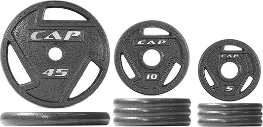 CAP Barbell 2-Inch Olympic Cast Iron Plate Weight Set | 75-285 lbs | Multiple Options