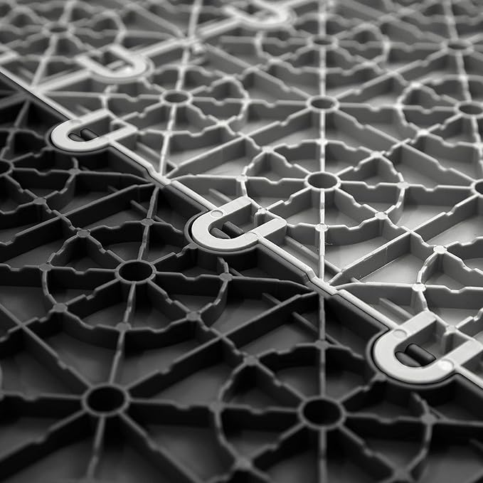 IncStores FlooringInc's Nitro 12"x12" Snap-Together Garage Flooring Tiles, Non-Slip Interlocking Plastic Floor Mat, Garage Organization & Storage, Diamond Pattern, Gunmetal, 52 Tiles, 52 Sq/Ft