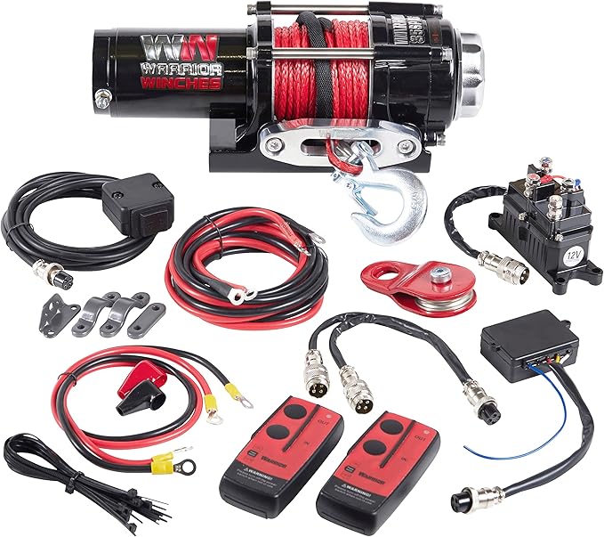 Warrior Winches Ninja 3500 lbs - Premium 12V Electric ATV/UTV Winch with Synthetic Rope, Compact and Powerful 12 Volt ATV Winch - Comes with Wireless Remote - Perfect for ATV, UTV, Boat, Trailer