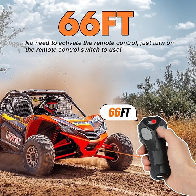 ZESUPER 3500 lb Waterproof Winch Electric Winch Kit, ATV UTV Trailer Winch 12V with Synthetic Winch Rope,Hawse Fairlead,Wireless Remote Handheld Remote Control,Mounting Plate