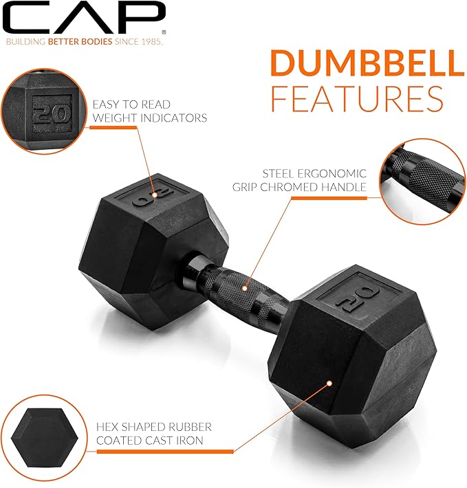 CAP Barbell Coated Dumbbell Weight | Multiple Options Pairs & Sets