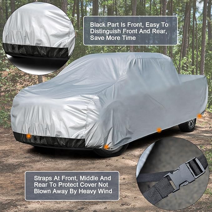 Kayme 6 Layers Truck Cover Waterproof All Weather, Heavy Duty Outdoor Pickup Cover Sun Uv Rain Protection, Universal Fit (Length Up to 228 inch) L
