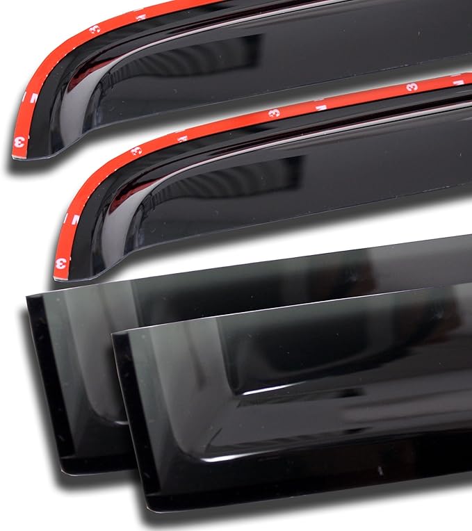 in-Channel Car Window Rain Guards Compatible with Chevrolet Tahoe 2015-2016 | Tape-On | Rain Shields Window Visor Window Deflectors | Dark Smoke, 4 Pcs Set, WV2M-763i-2