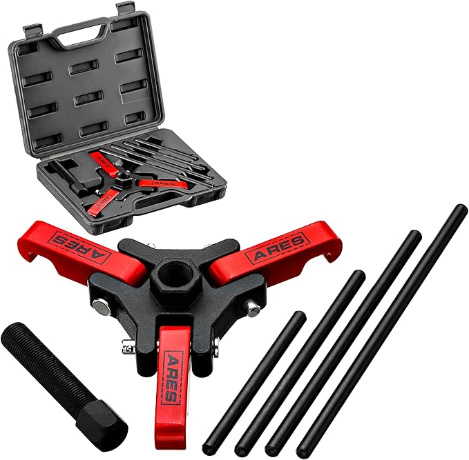 ARES 71002 - Harmonic Balancer Puller Kit - Adjustable 3-Jaw Puller Fits Most Late Model Automobiles & Trucks - Remove Damper Pulleys in Tight Engine Compartments Without Removing The Radiator