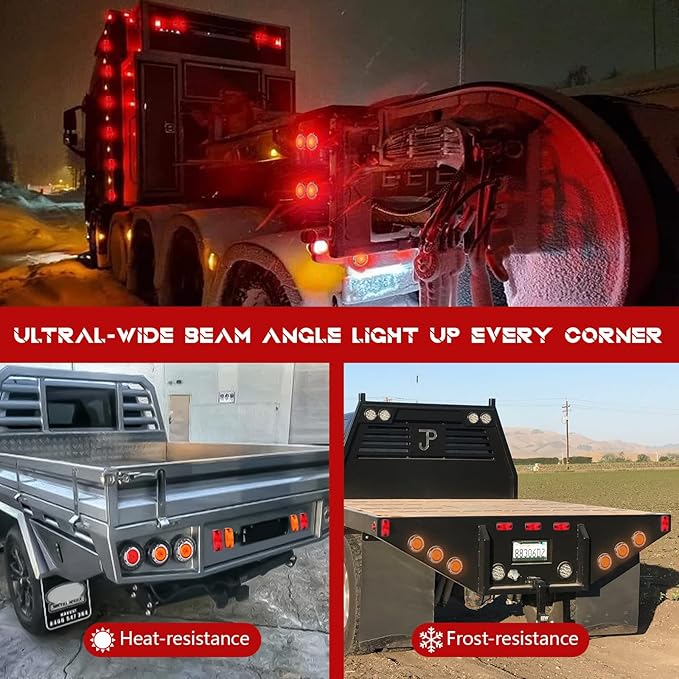 NEW SUN 4-Pack Trailer Top & Side Marker Lights, Premium IP 67, Halo Neon Design for Turn, Stop, Tail Lamps for Truck, Camper, RV, Van,Bus, 16 Bright LEDs, 4"x2" Ultrawide Beam Angle, Durable PC Lens