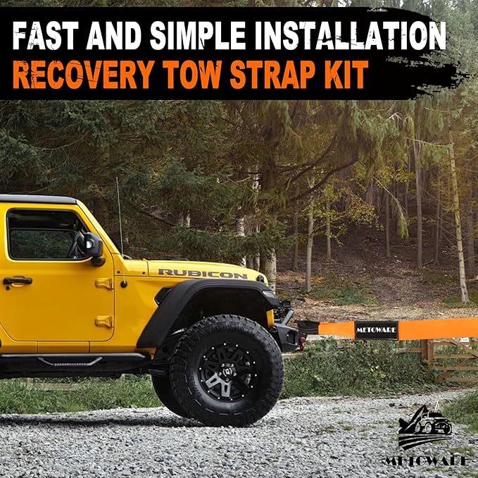 METOWARE Heavy Duty Tow Strap Recovery Kit - 4" x 20ft(40,000lbs) Tree Saver Winch Strap + Storage Bag - Truck, SUV, ATV Off Road Towing Strap Kit