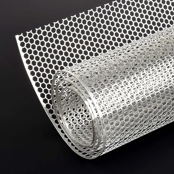 AggAuto 47x16 inches Car Pickup Truck Grill Mesh Spoiler Bumper Vent Aluminum Alloy Automotive Grille Insert Air Intake Racing Honeycomb Hole 6mm Spacing 1mm Silver