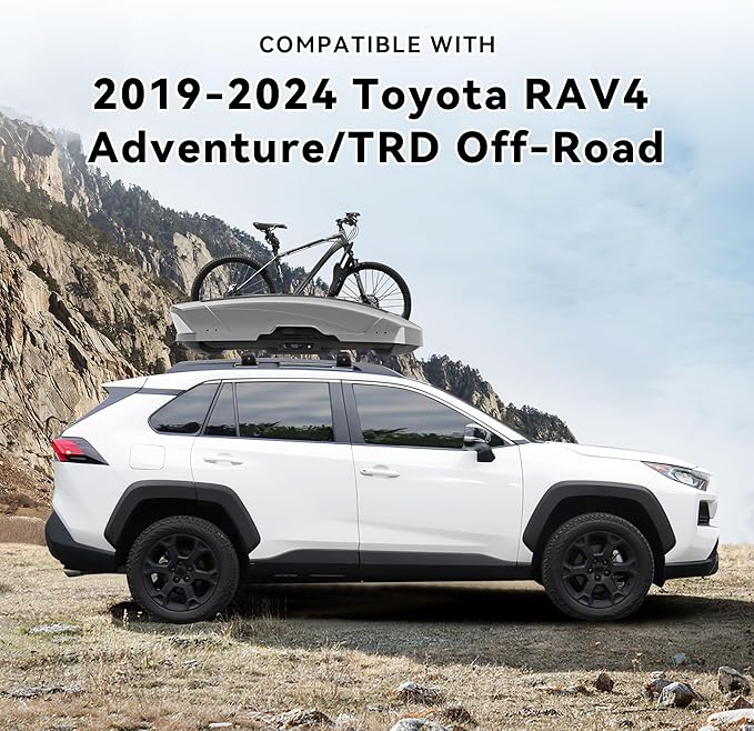 300Lbs Lockable Roof Rack Crossbars for 2019-2025 Rav4 Adventure/TRD Off-Road, Heavy Duty Aluminum Anti-Corrosion Cross Bar Fit Luggage Luggage Kayaks Bicycles Snowboard