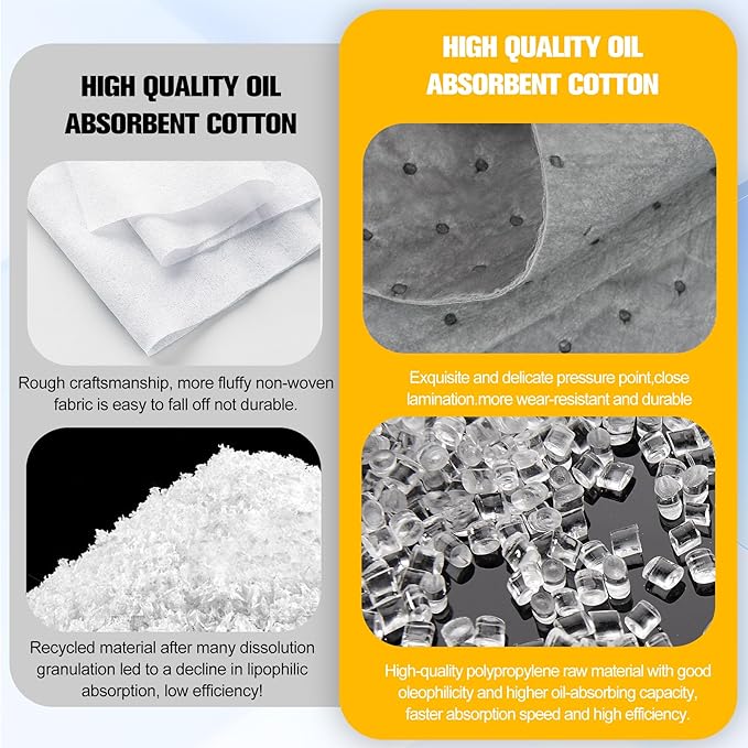 100PC Oil Absorbent Pads | 13"x10" Meltblown Polypropylene Mats, Hand-Tear Lines for Automotive & Workshop | Vacuum Eco-Packaging, Reusable Spill Control