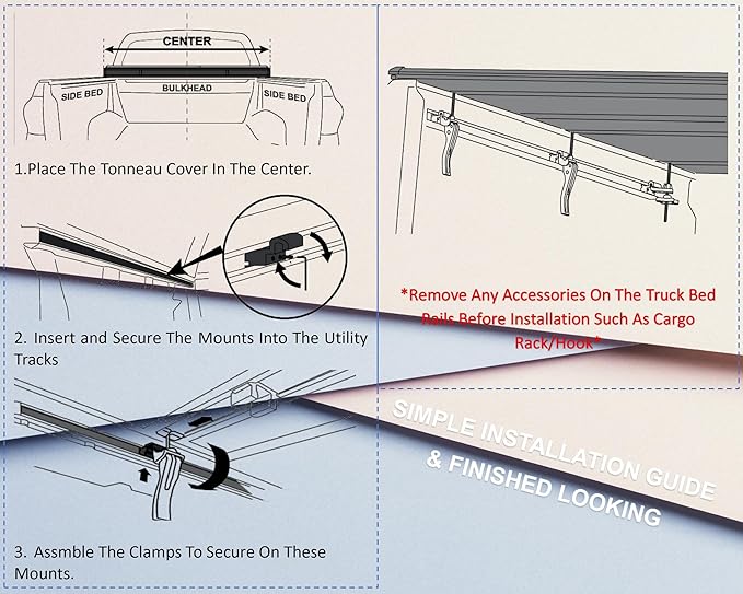 EZ-COVER 5.5' Hard Tri-Fold Truck Bed Cover Compatible for 2022-2026 Toyota Tundra FRP Tonneau Cover | Fit for Deck Rail System