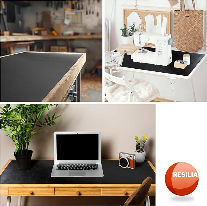 RESILIA Work Bench Mat - 24" X 96" X 0.06" Scratch-Resistant PVC Mats - Protect Your Workbench, Table, or Tool Station from Painting, Woodworking, Crafting, Building, & More, Black, Made in USA