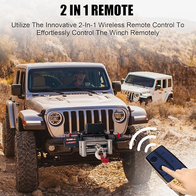 13800lbs Electric Vehicle Winch, Waterproof IP67 80ft Steel Cable Truck Winch with Wireless Handheld Remote, 12V Power Winch for Towing UTV Off Road Vehicle