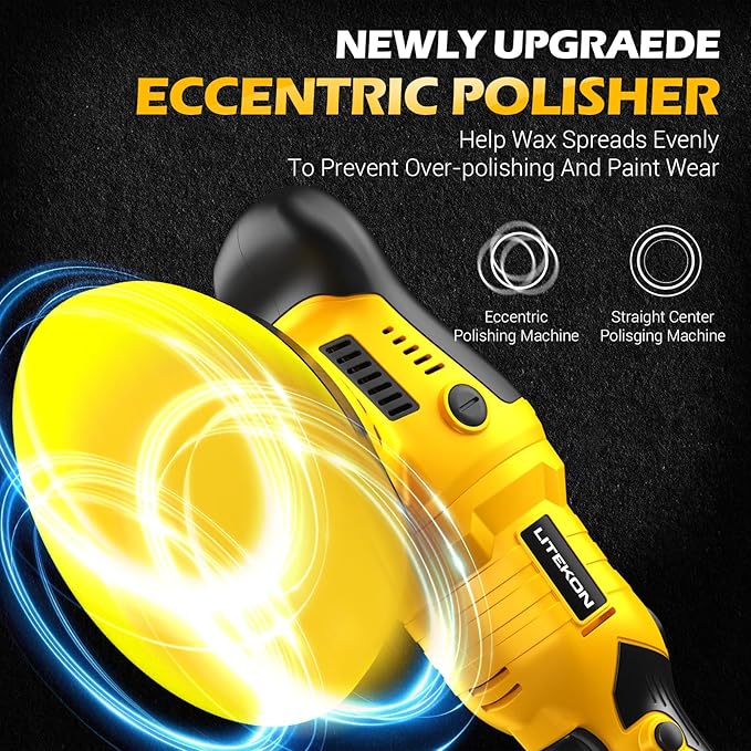 Cordless Buffer Polisher Kit Compatible With De-Walt 20V Battery(No Battery), 2800-5800RPM High Power Orbital Car Polisher with Variable Speed, 21PCS Polishing Accessories, for Car Polishing/Waxing