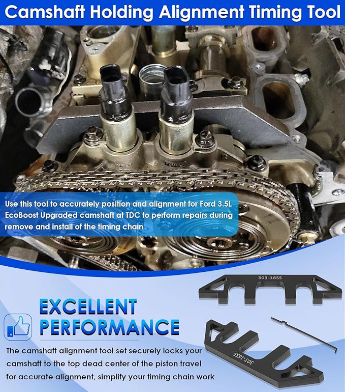 303-1655 Camshaft Holding Alignment Timing Tool for Ford 3.5L EcoBoost Upgraded GT F-150 Expedition Lincoln Navigator, with 303-1530 Chain Tensioner