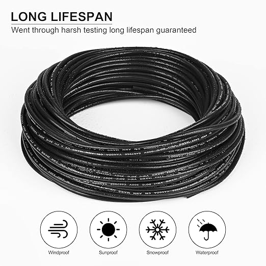 12 Gauge Wire 2 Conductor 12 AWG Electrical Wire Stranded PVC Cord Oxygen-Free Copper Cable 50FT Pure Copper Electrical Wire Cord for LED Lamp Lighting Strips Automotive…